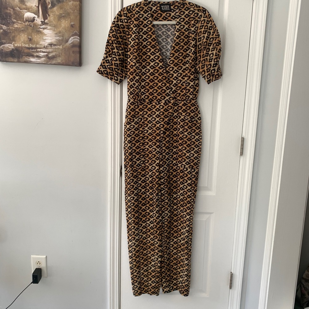Scotch & Soda Animal Print Puff Sleeve Utility Sz S